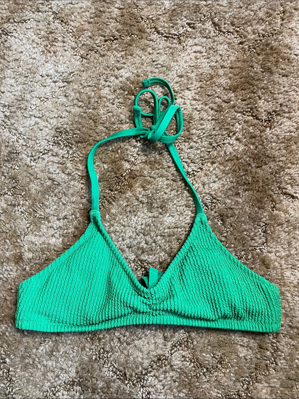 Aerie Green Halter Bikini Top Size Small